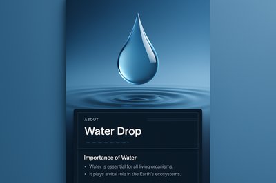 3D Water Drop Illustration with Informative Overlay