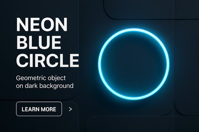 Modern Neon Blue Circle on Dark Background