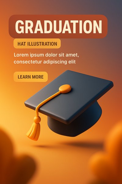 3D Graduation Cap Illustration with Call to Action