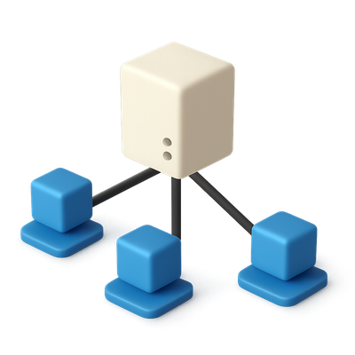 3D Network Icon with Isometric Design and Volumetric Effect