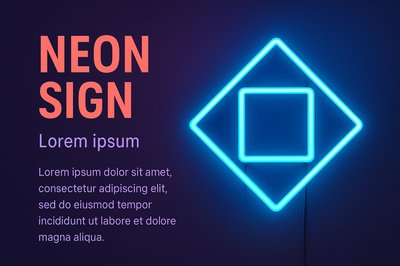 Vibrant Neon Sign with Geometric Elements