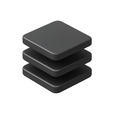 Stylish 3D Buffer Icon with Isometric View
