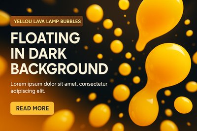 Abstract Yellow Lava Lamp Bubbles on Dark Background