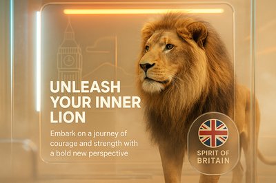 Inspirational Graphic Featuring a Lion Symbolizing Strength