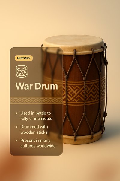 3D War Drum Design with Informative Overlay
