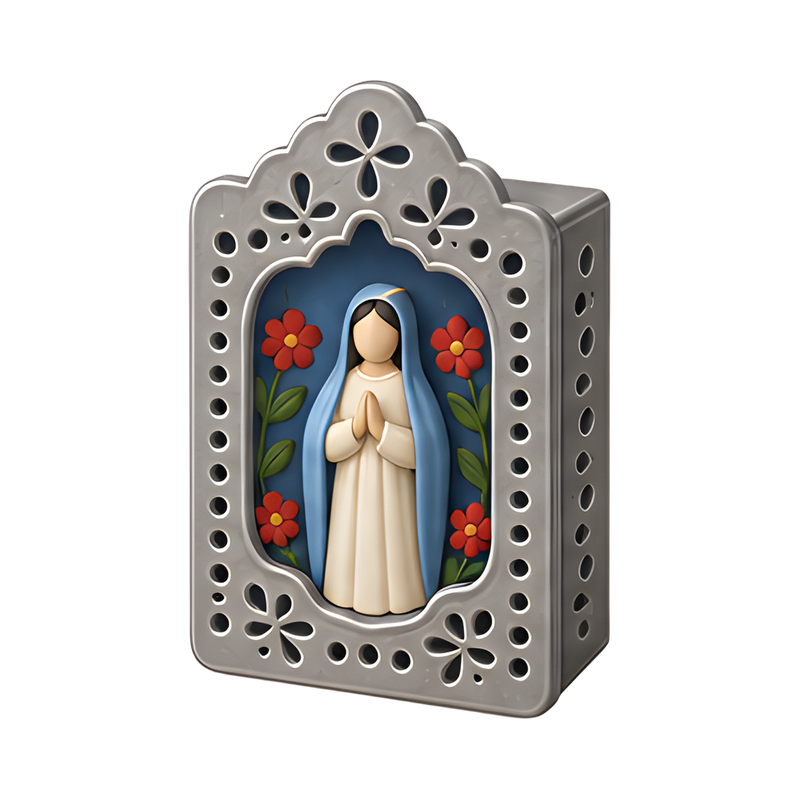 decorative punched tin shrine box