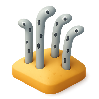 Stylized Illustration of Tentacle-Like Structures on a Base