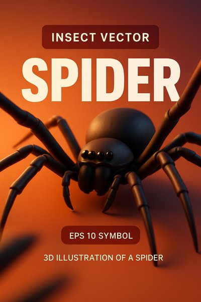 3D Vector Illustration of a Spider for Insect Themes