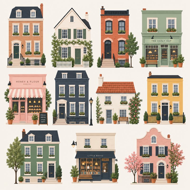 colorful house facade elements