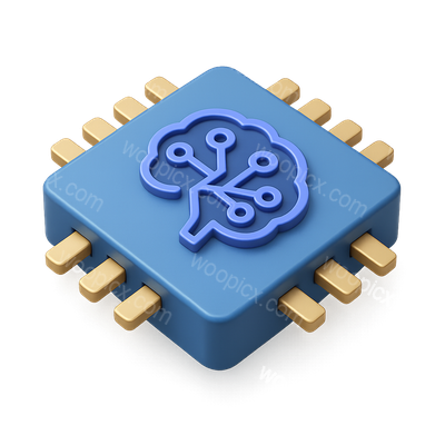3D Neural Processor Icon with Isometric Design