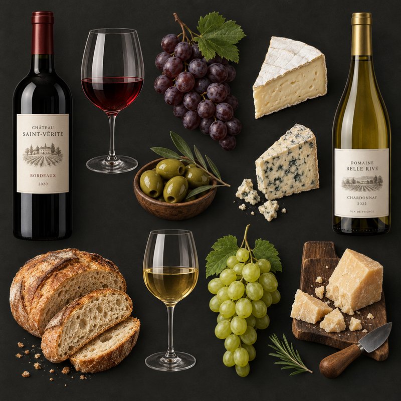 Wine and cheese design elements