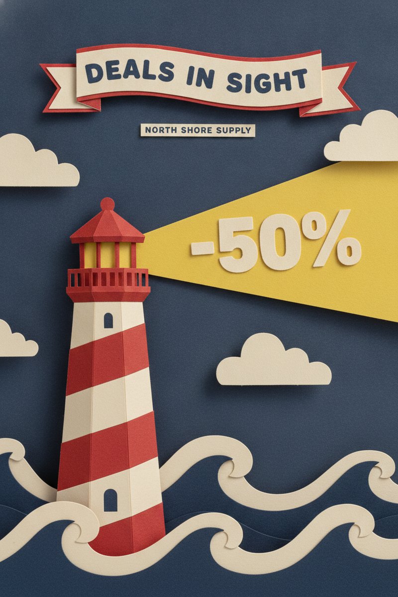 Colorful paper lighthouse sale banner