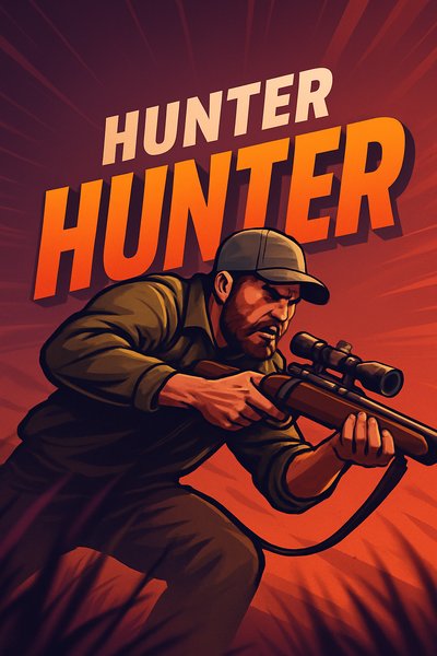 Dynamic Hunter Illustration with Bold Typography