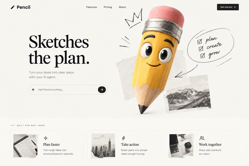 AI agent landing page design