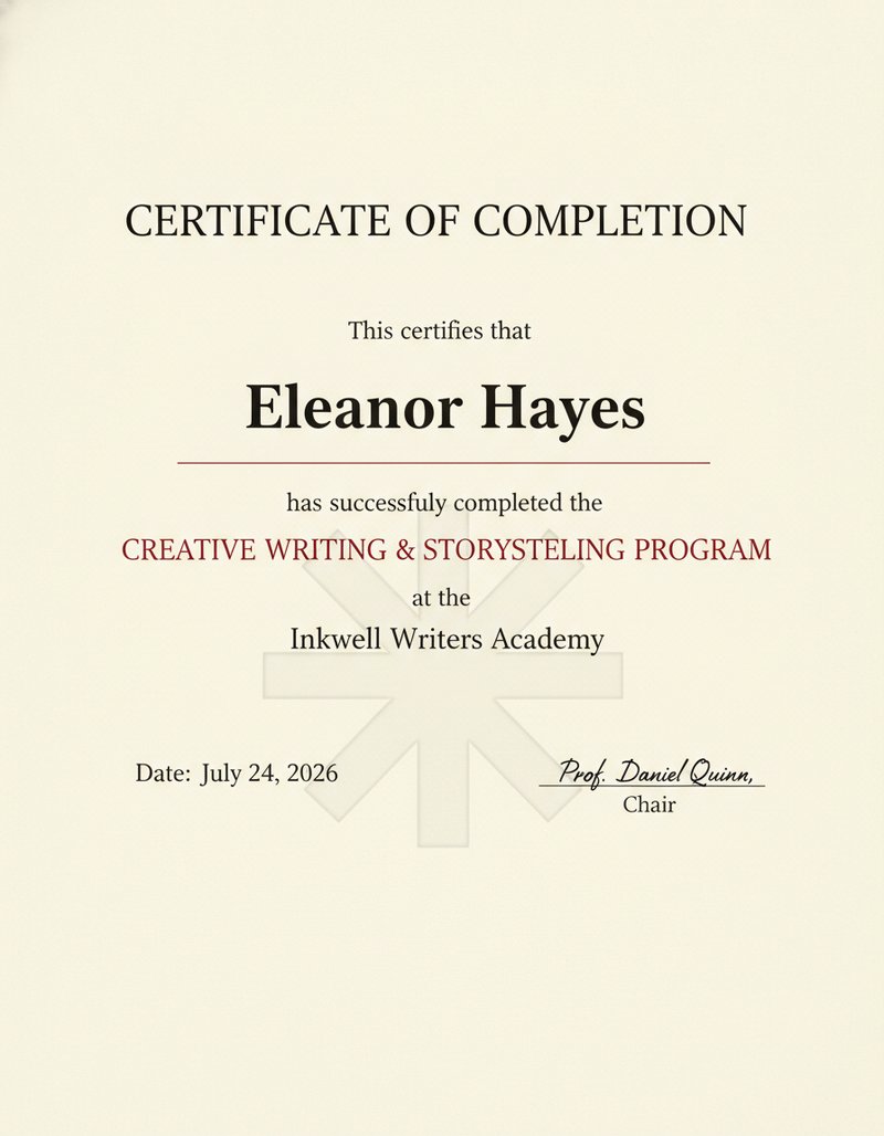 Elegant certificate of completion