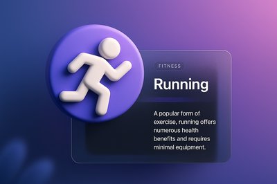 3D Running Icon with Stylish Background and Text Block
