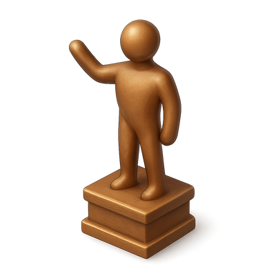 3D Bronze Statue Icon with Isometric View