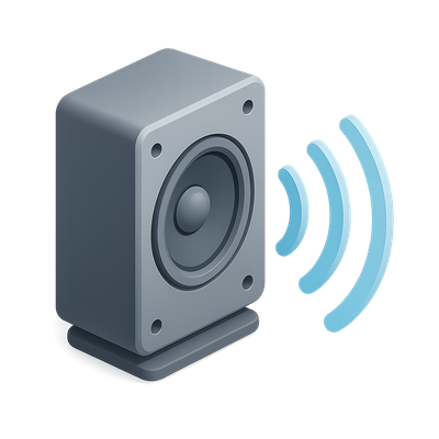 3D Ultrasound Speaker Icon in Isometric View