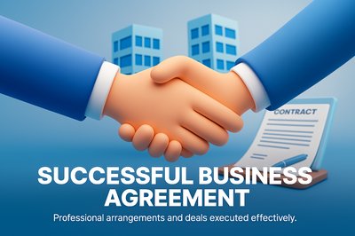 Successful Business Agreement Contract with Handshake Visual