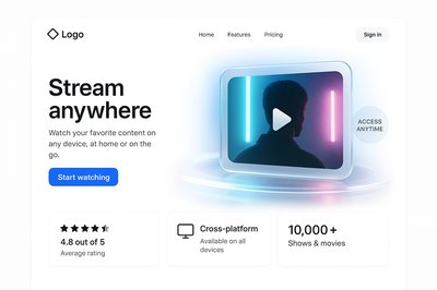 Neon Landing Page Design for Streaming Service