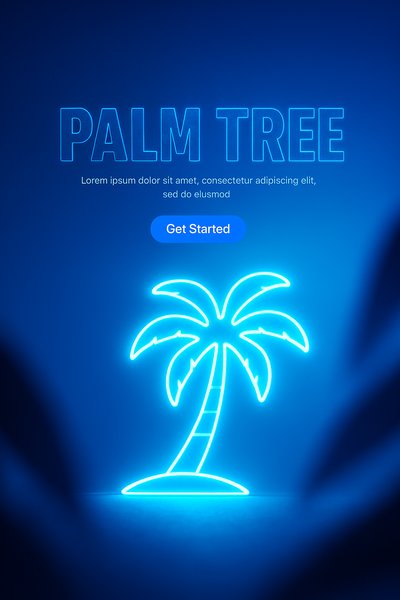 Neon Palm Tree Graphic for Digital Projects