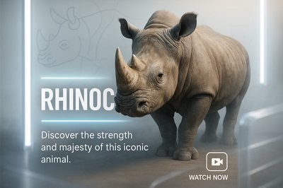 Rhinoceros Portrait with Engaging Call to Action