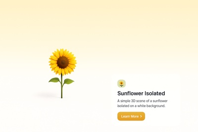 Realistic 3D Sunflower Isolated on White Background