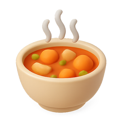 Stylized Bowl of Soup with Steam