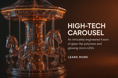 Hyperrealistic High-Tech Carousel with Glowing Micro-LEDs