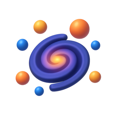 Colorful 3D Galaxy Icon with Swirling Design