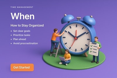 Creative 3D Scene on Time Management with Tiny Characters