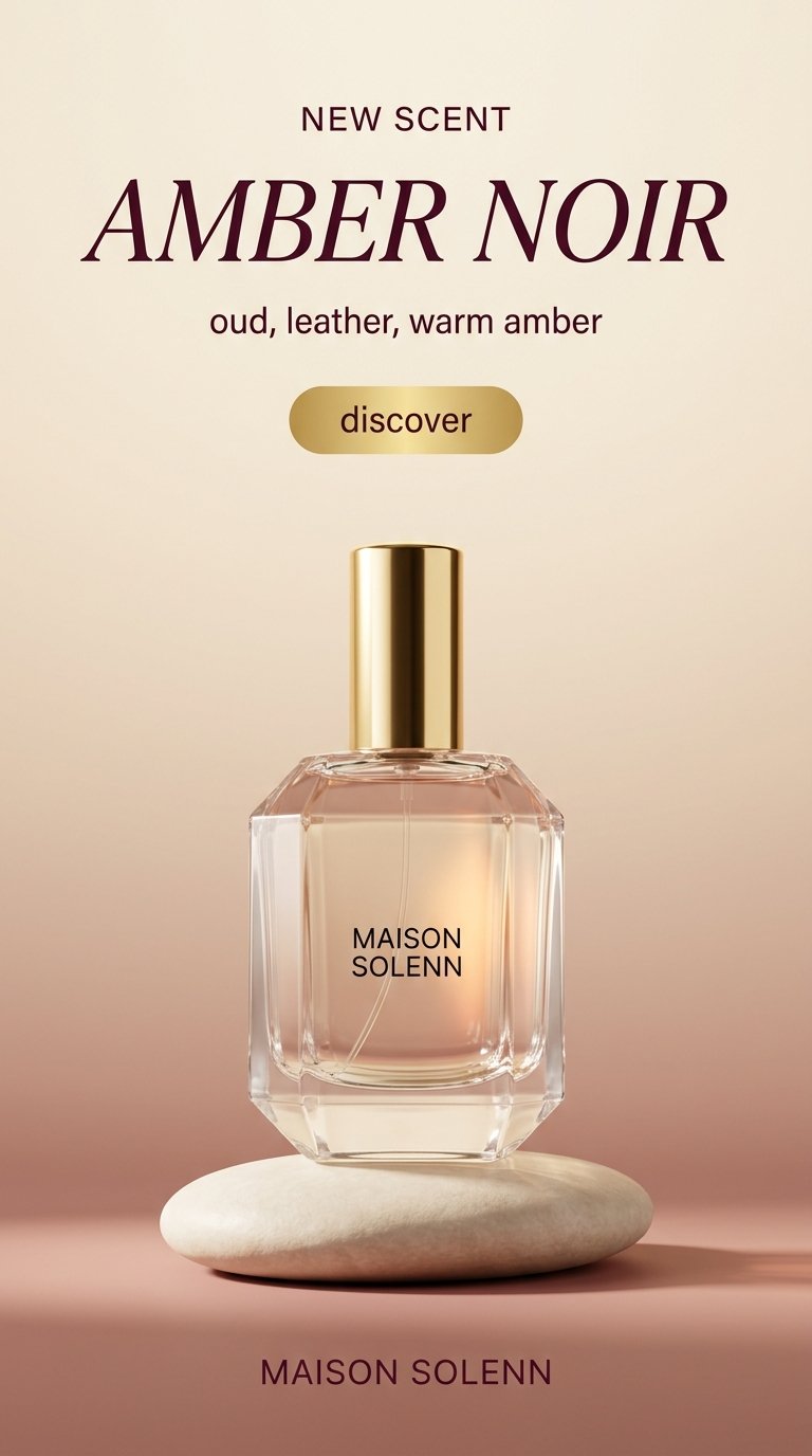 Elegant amber noir perfume bottle