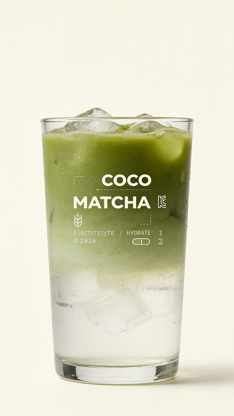 coconut matcha latte in a glass