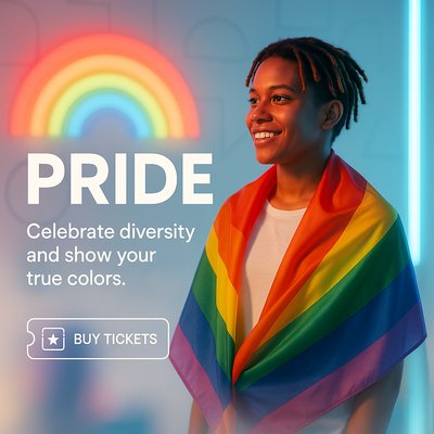 Pride Celebration Promotional Graphic with Vibrant Colors
