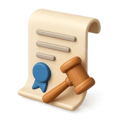 Stylized 3D Icon of a Legal Amendment Document