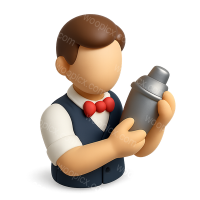 Stylized 3D Bartender Icon Holding Shaker