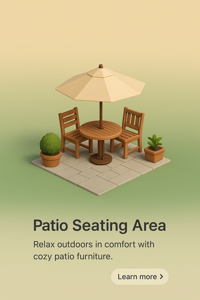 Stylish Patio Seating Area Illustration in 3D Realism