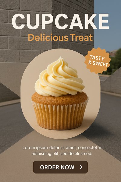 Realistic Cupcake Image with Engaging Design Elements