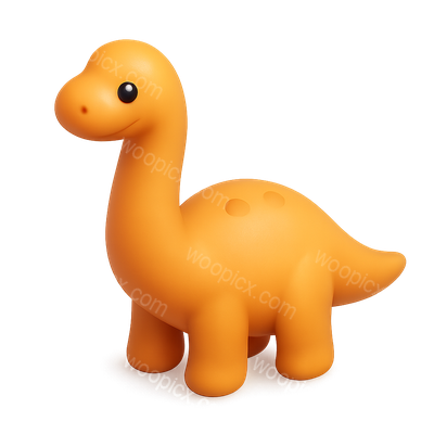 3D Brontosaurus Icon in Vibrant Orange with Isometric View