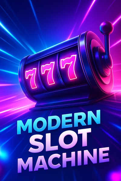 Dynamic Neon Slot Machine Illustration with Vibrant Colors