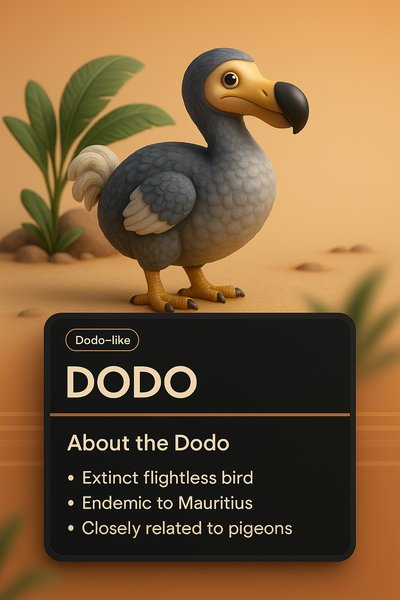 3D Illustration of Dodo Bird with Informative Block