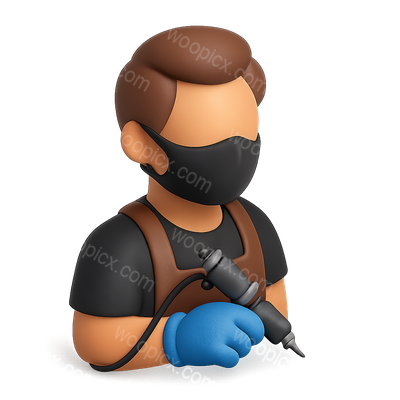3D Tattoo Artist Icon with Machine in Isometric View