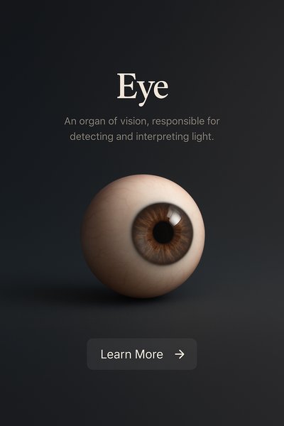 Realistic Eye Scene with Informative Label and Button
