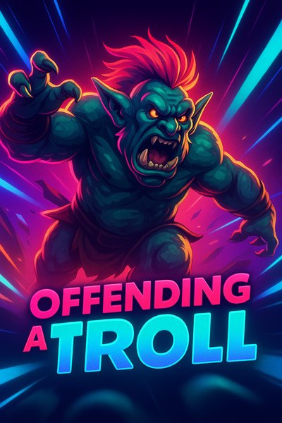 Dynamic Neon Troll Illustration with Bold Text