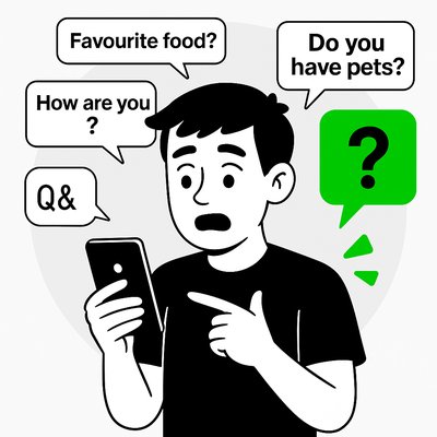 Illustrative Graphic of Conversational Questions with Smartphone Interaction