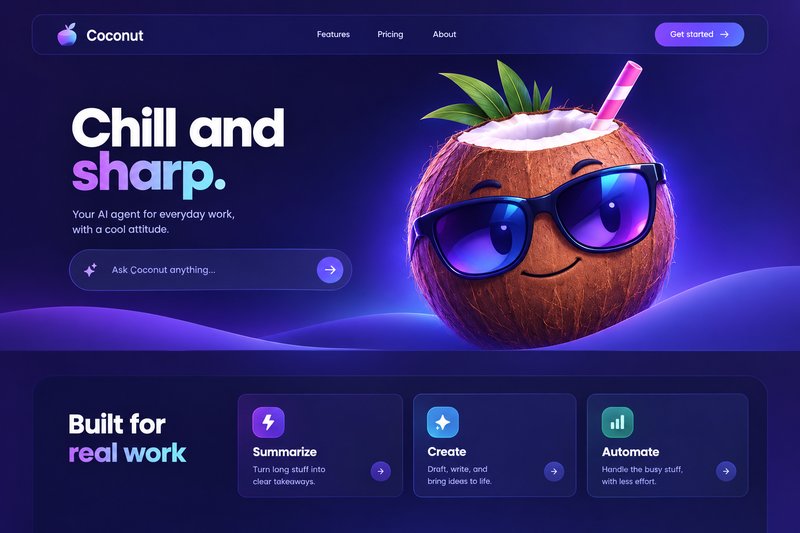 Charming AI landing page design