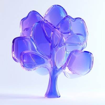 Stylized 3D Glass Tree Sculpture in Vibrant Colors