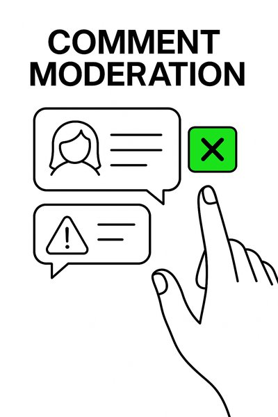Illustration of Comment Moderation Process with Hand Gesture