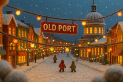 Charming Winter Scene at Old Port, Montreal