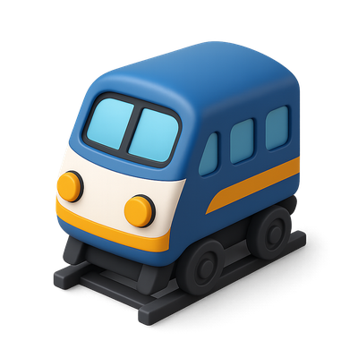 Colorful 3D Train Icon with Isometric View